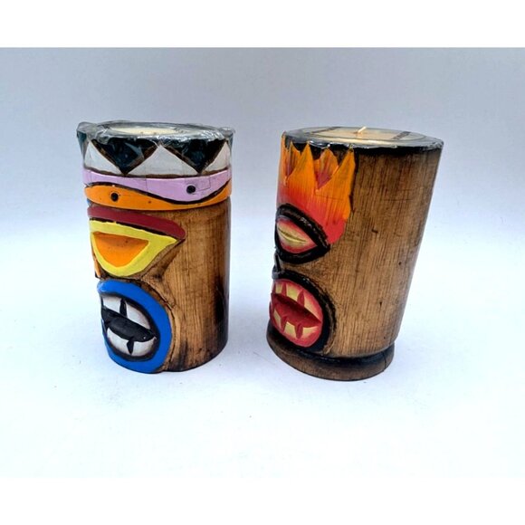 Set of Vtg NOS Tiki Wax Candles Tribal Design Aloha Party Totem - Picture 5 of 8